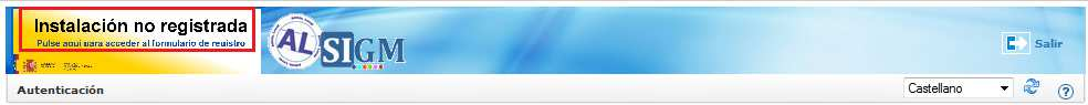 Instalación no registrada